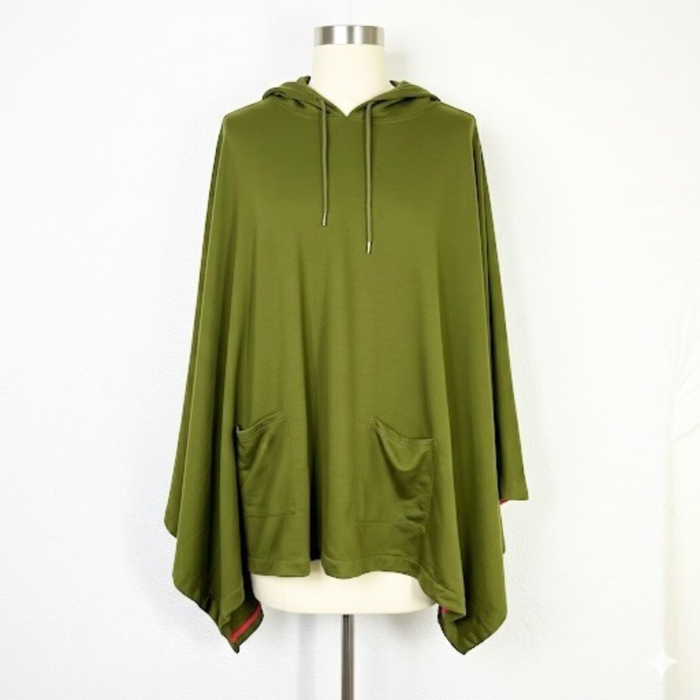 COOFANDY Olive Green Hooded Poncho Sweatshirt Pullover 3XL Lightweight